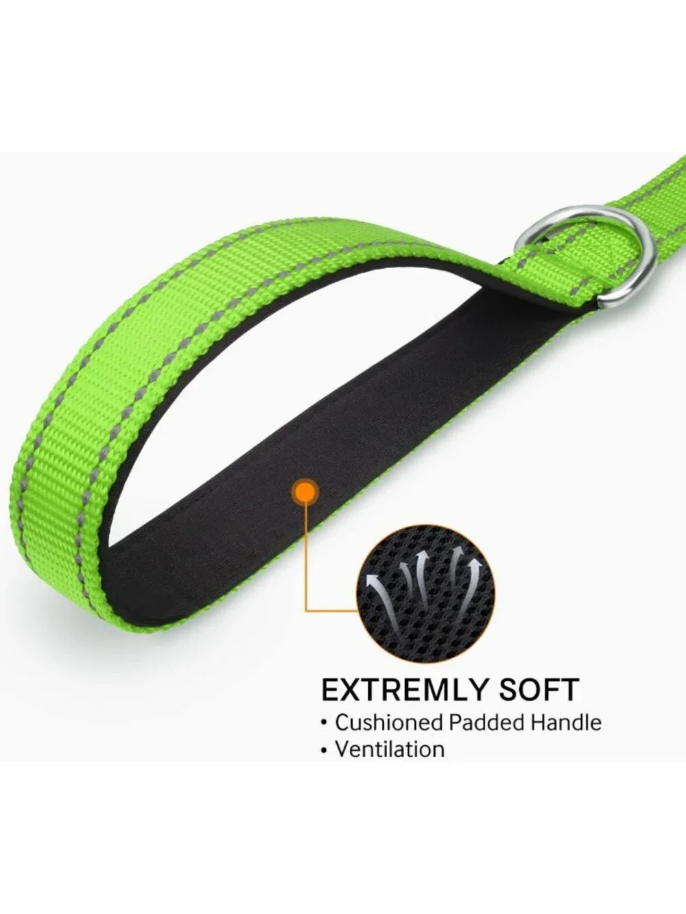 Adjustable Soft Dog Harness with Handle, Reflective Padded Collar & 6FT Leash